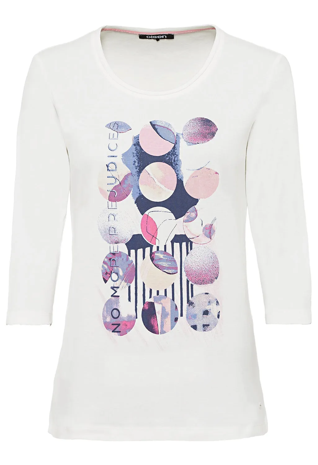 3/4 Sleeve Round Neck Abstract Placement Print T-Shirt