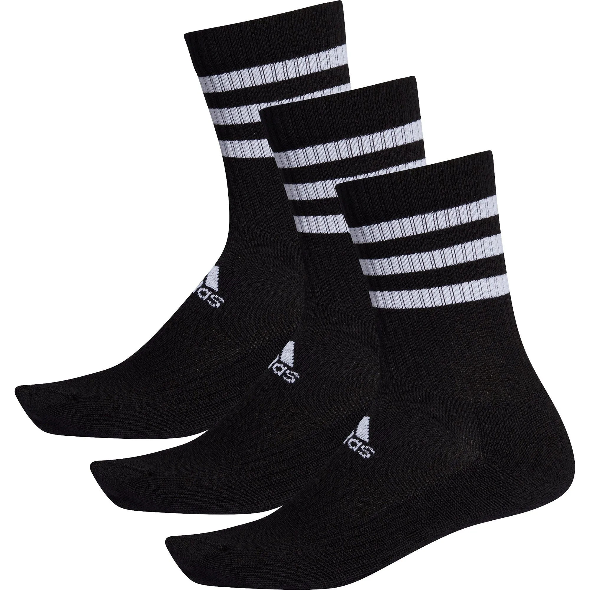 adidas 3 Stripes Classic Cushioned (3 Pack) Crew Socks - Black