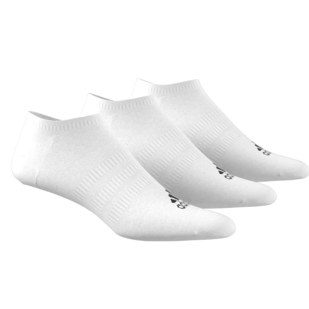 Adidas Thin and Light No-Show Socks 3 Pairs - White/Black