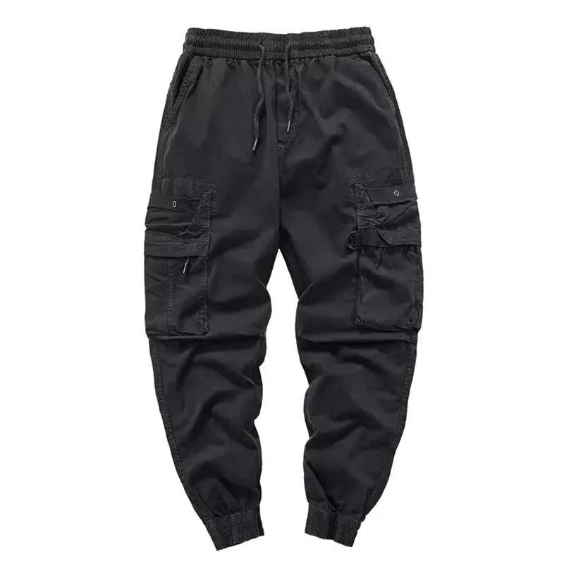 Autumn Cargo Pants Men Military Multi Pockets Casual Pants Hip Hop Streetwear Cotton Trousers Elastic Waist