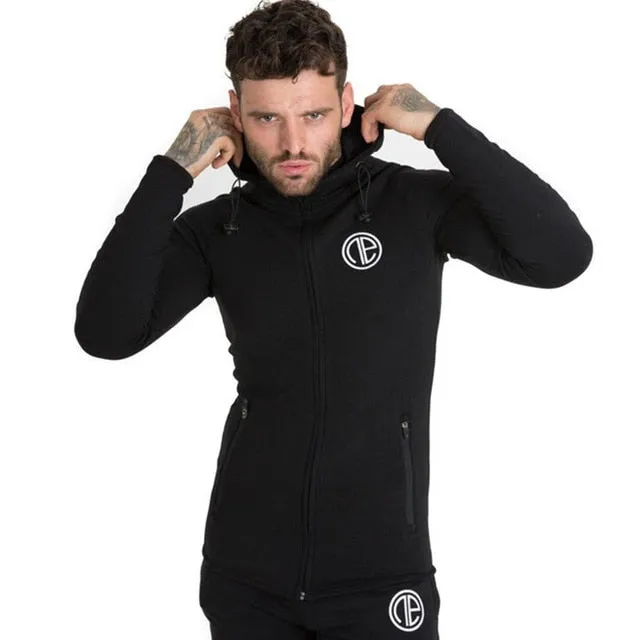 Autumn New Mens Skinny Hoodies Sweatshirts Male Gyms Fitness Bodybuilding Joggers Sportswear Casual Fashion Cotton Zipper Jacket