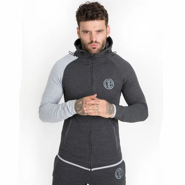 Autumn New Mens Skinny Hoodies Sweatshirts Male Gyms Fitness Bodybuilding Joggers Sportswear Casual Fashion Cotton Zipper Jacket