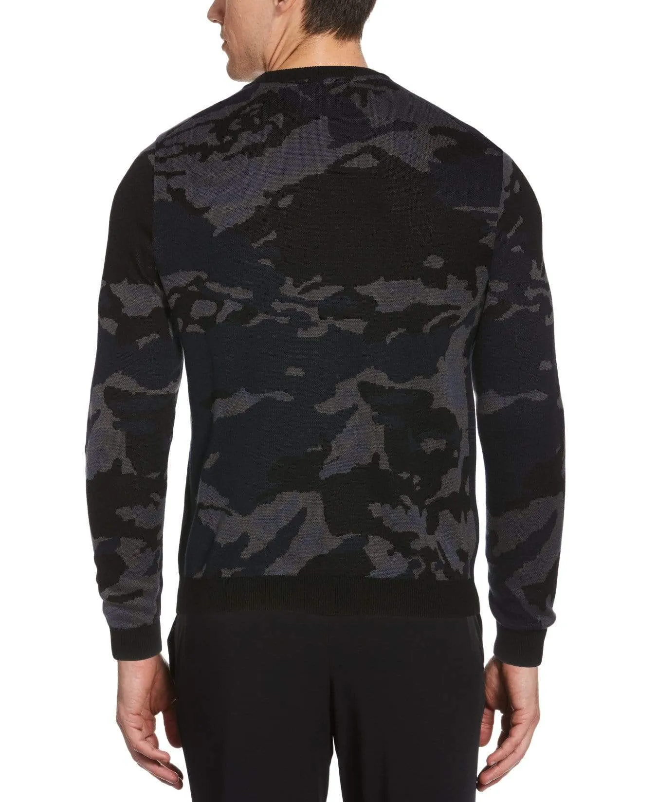 Big & Tall Tonal Camo Crew Neck Sweater