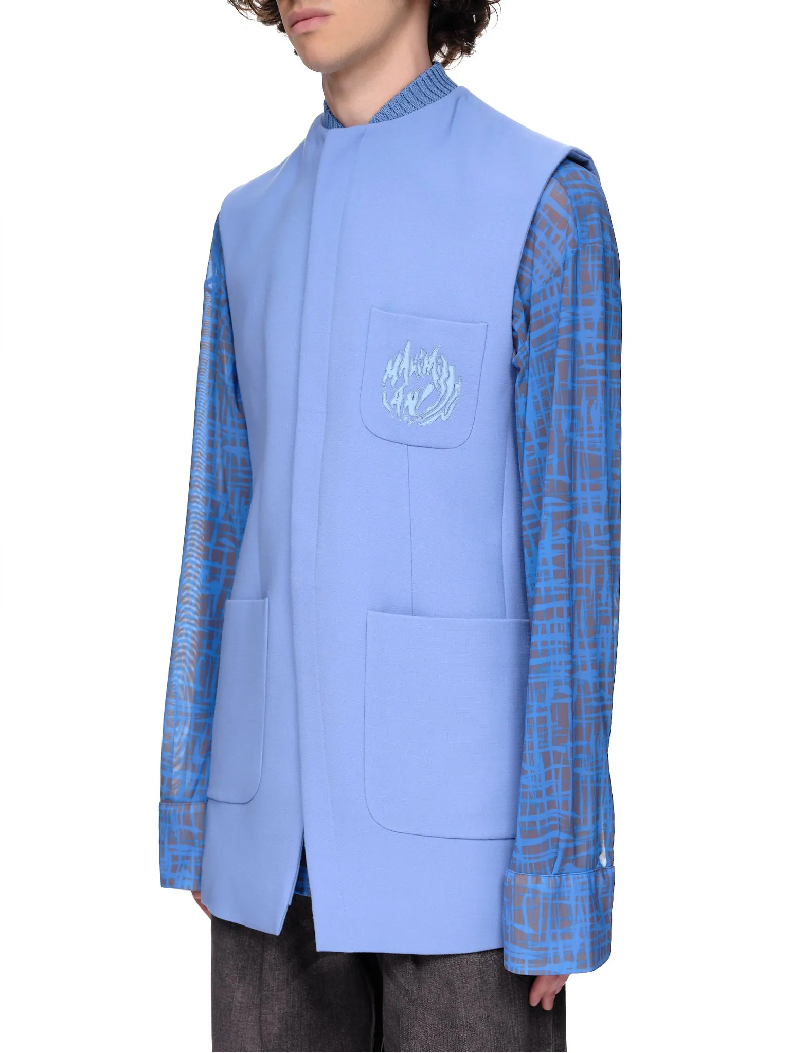 Blue Polyester Vest (JA02-WO01-450-CORNFLOWER-BLUE)