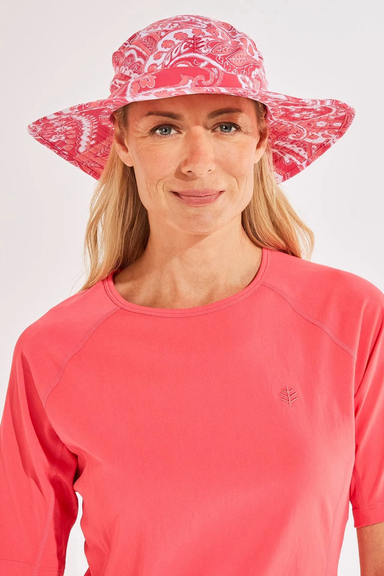 Brighton Chlorine Resistant Bucket Hat | Radiant Coral Summertime Paisley