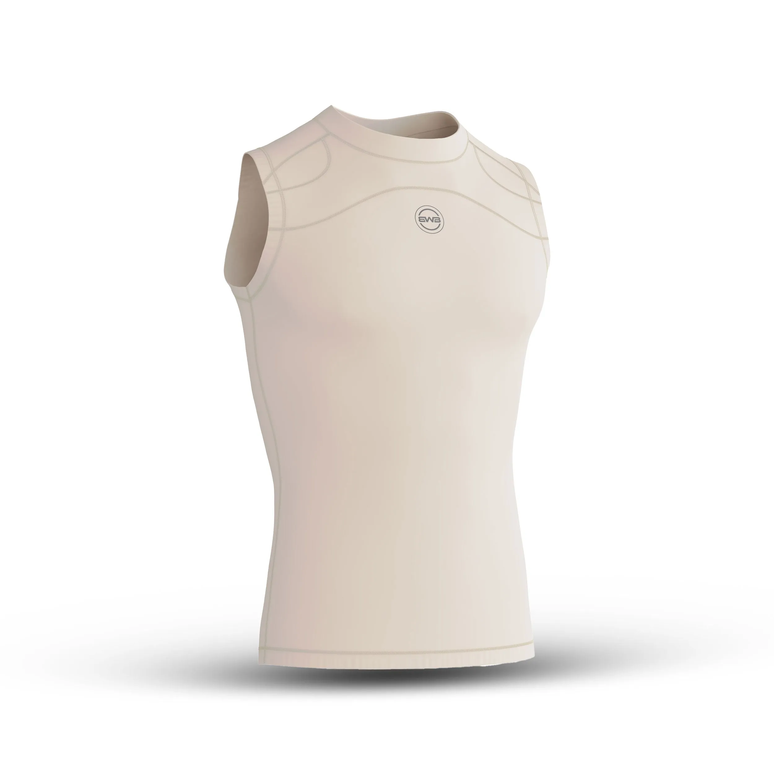 BWB Men's Beige Sleeveless Compression Shirt