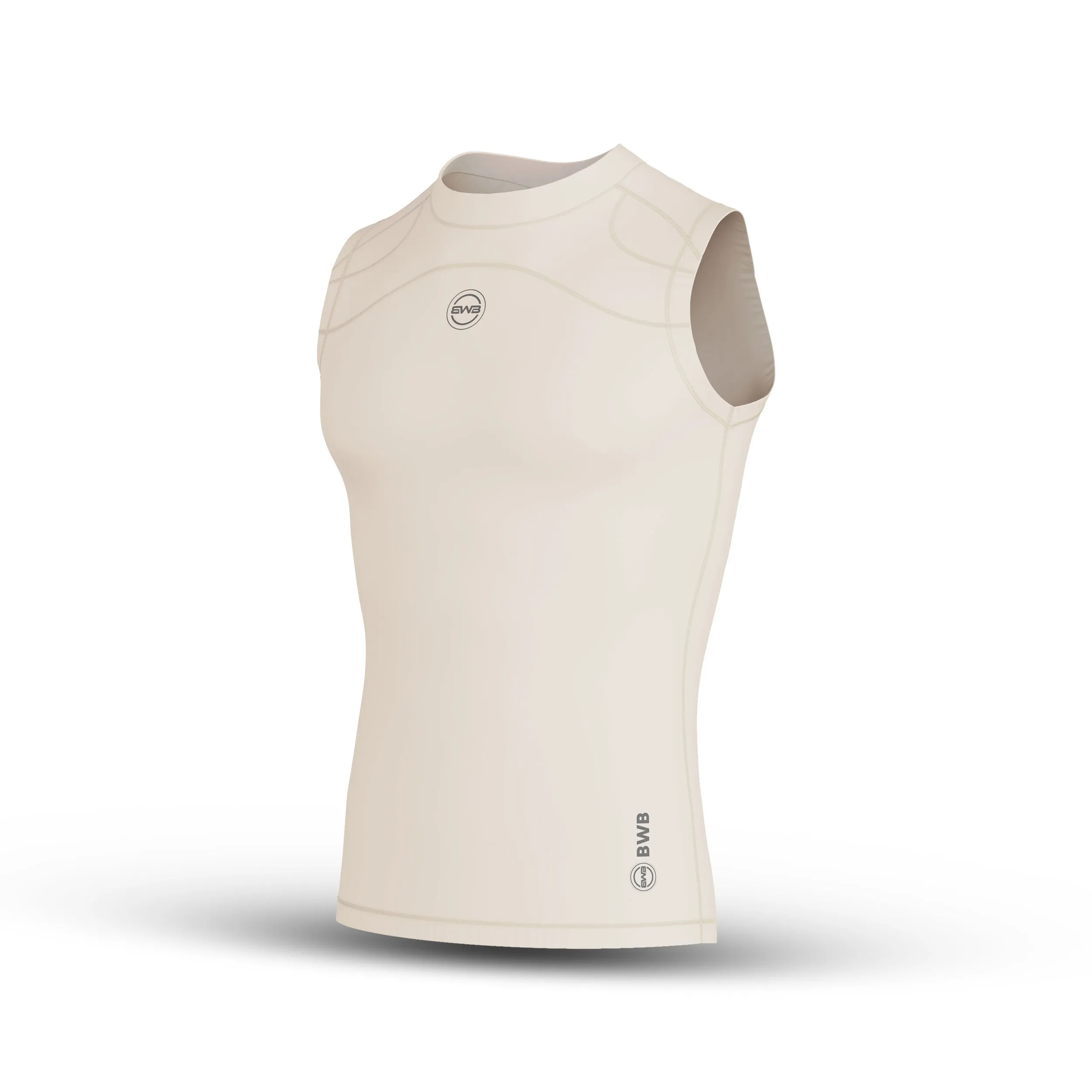 BWB Men's Beige Sleeveless Compression Shirt