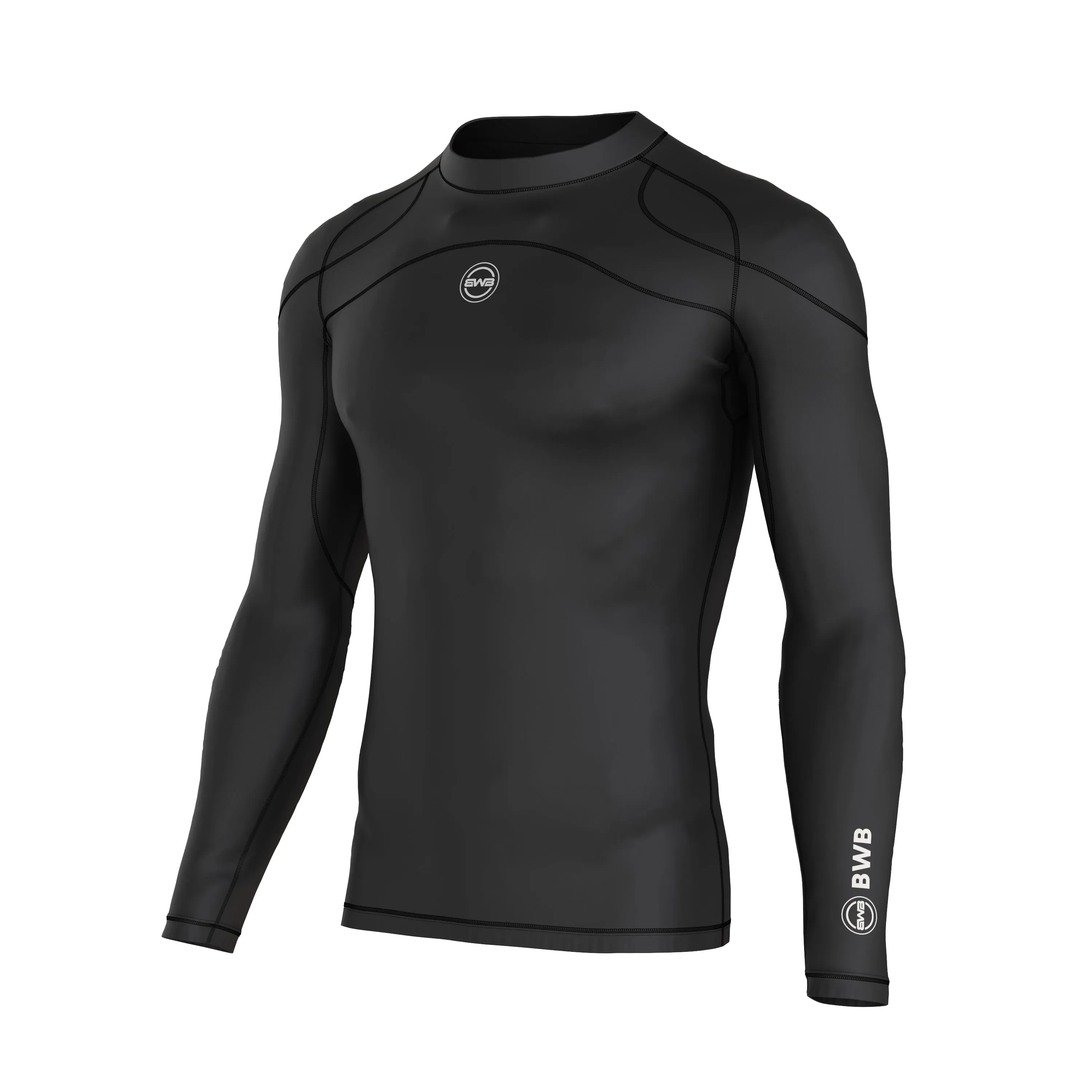 BWB MEN'S BLACK LONG SLEEVE BASELAYER COMPRESSION SHIRT & LEGGINGS SET