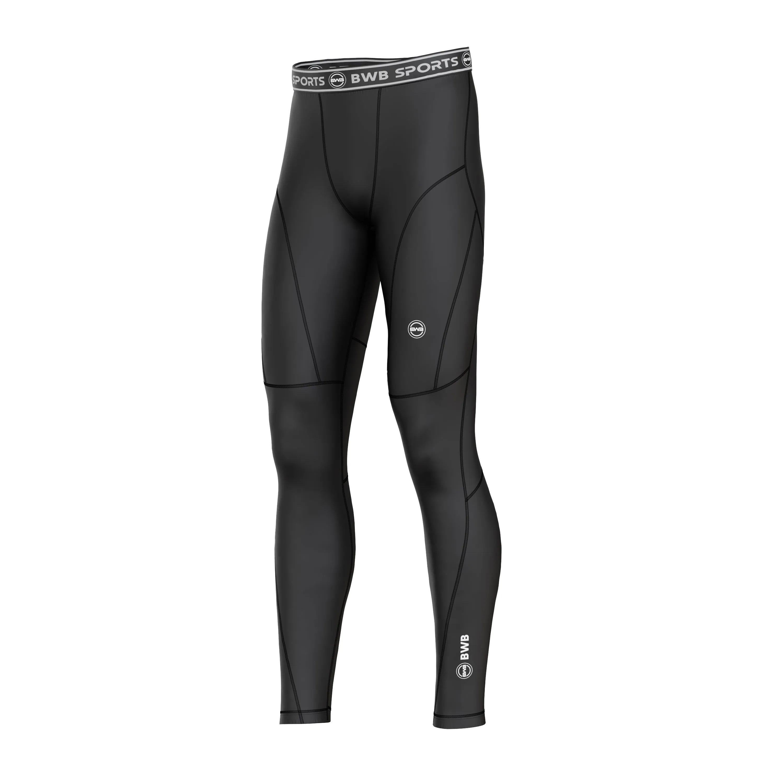 BWB MEN'S BLACK LONG SLEEVE BASELAYER COMPRESSION SHIRT & LEGGINGS SET