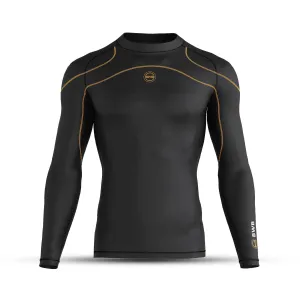 BWB Men's Black / Orange Long Sleeve Baselayer Compression Shirt