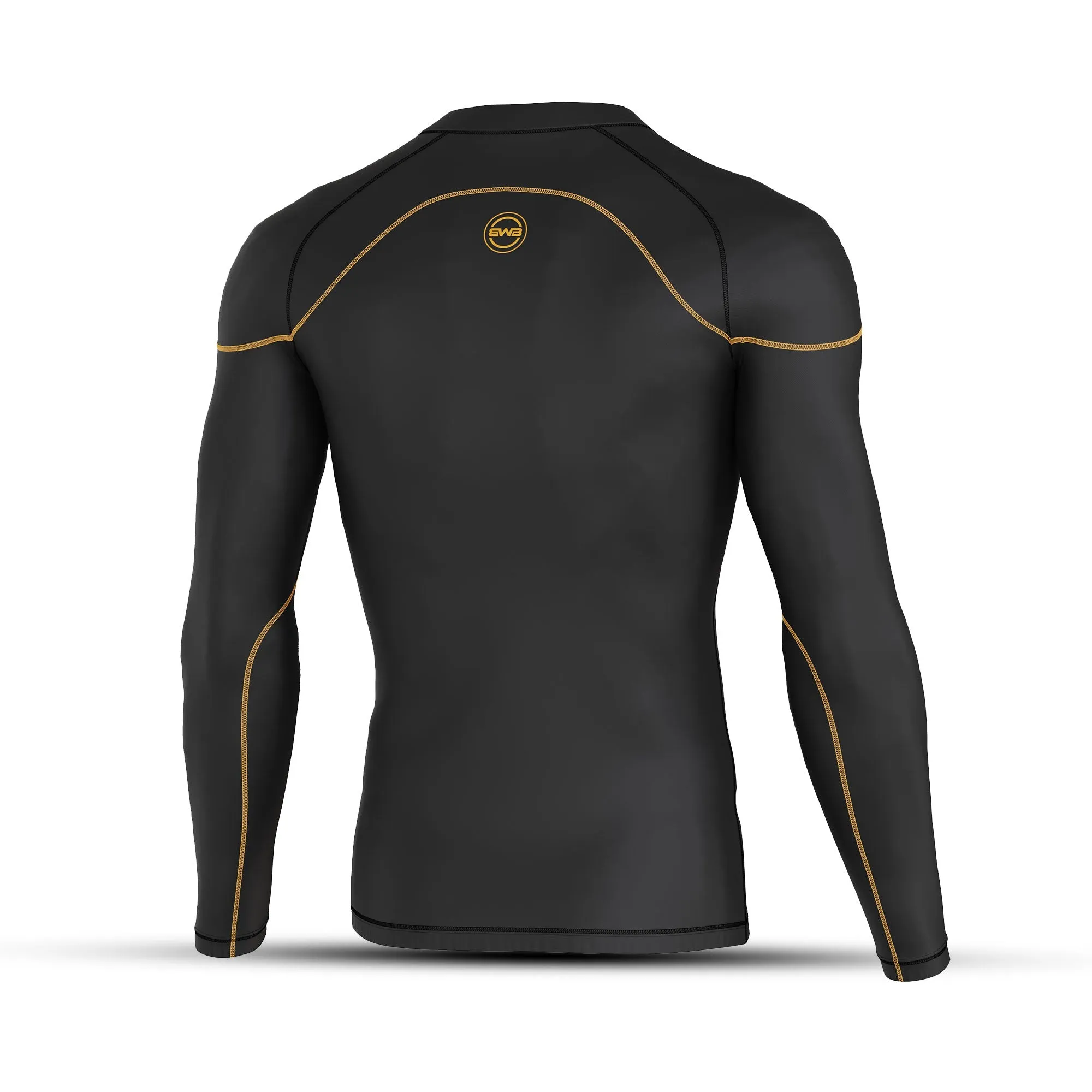 BWB Men's Black / Orange Long Sleeve Baselayer Compression Shirt