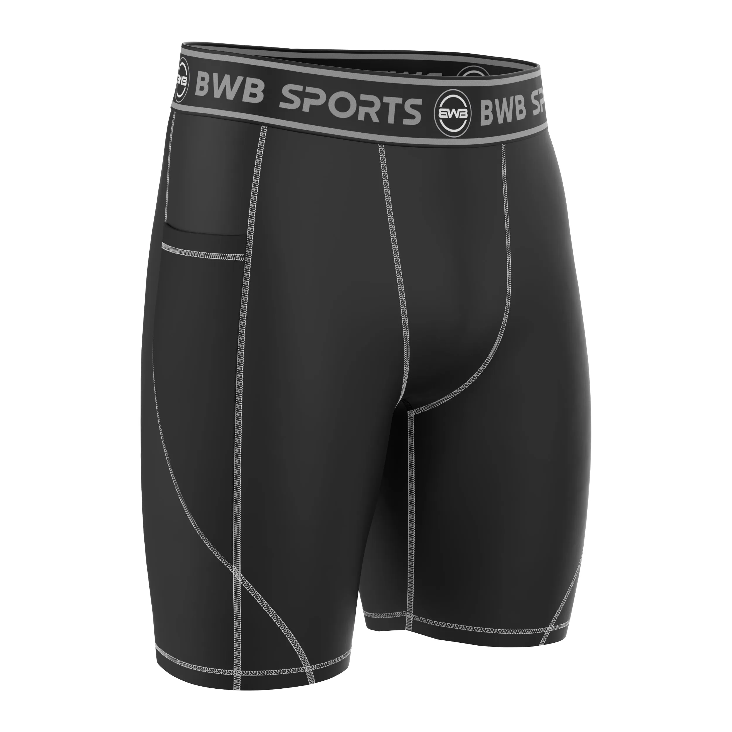 BWB Men's Black / White Compression Shorts