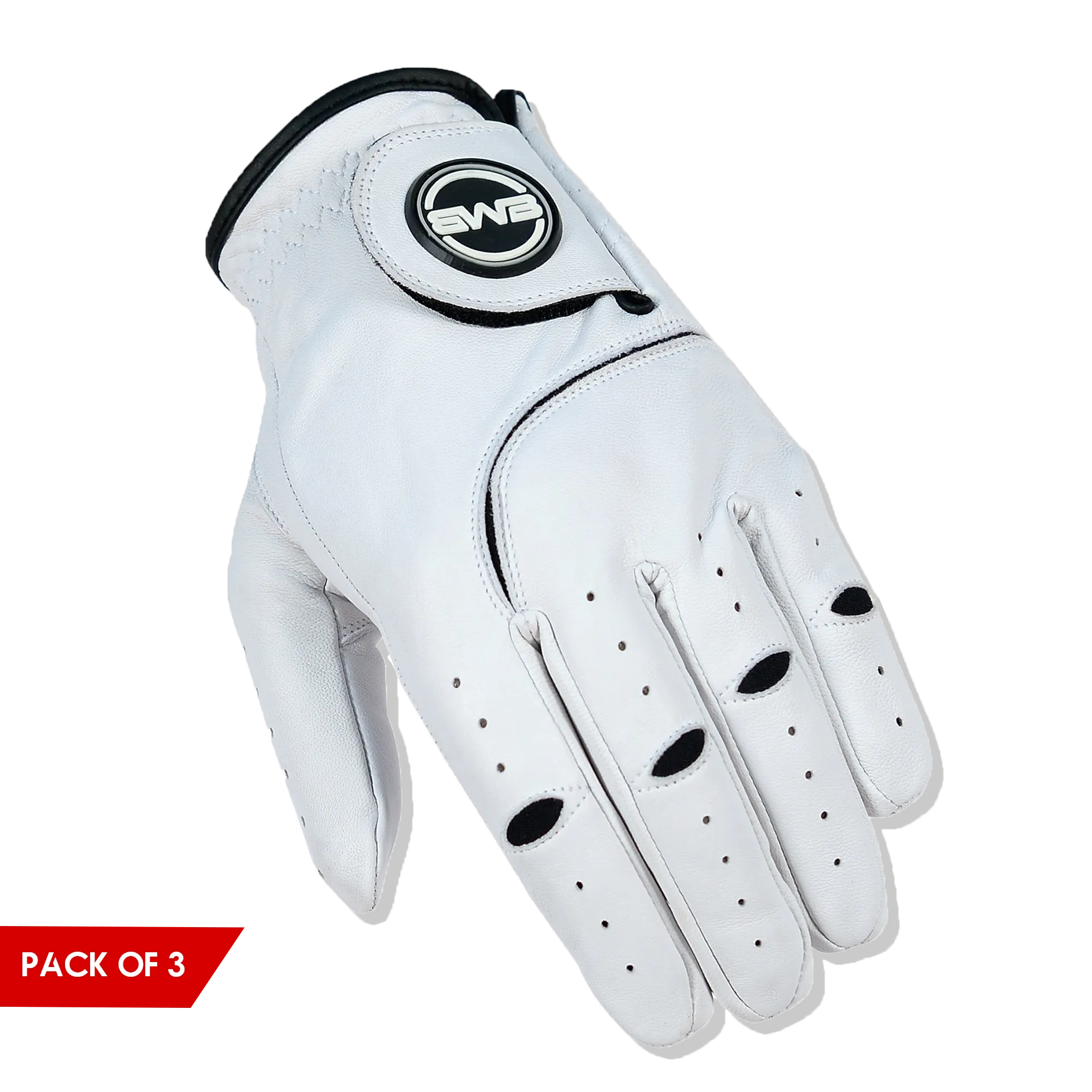 BWB Men's Left Hand Golf Glove White / Black