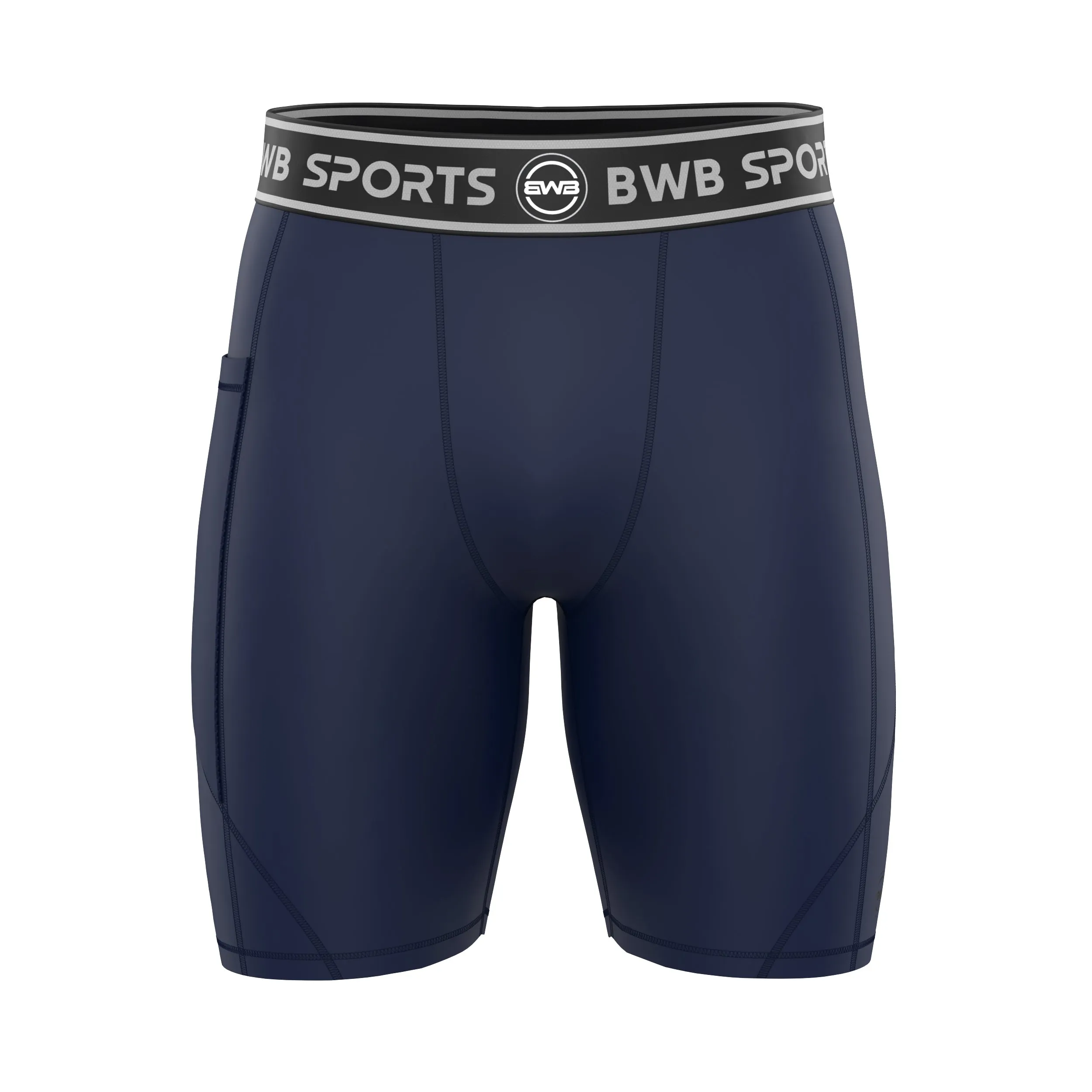 BWB Men's Navy Blue Compression Shorts