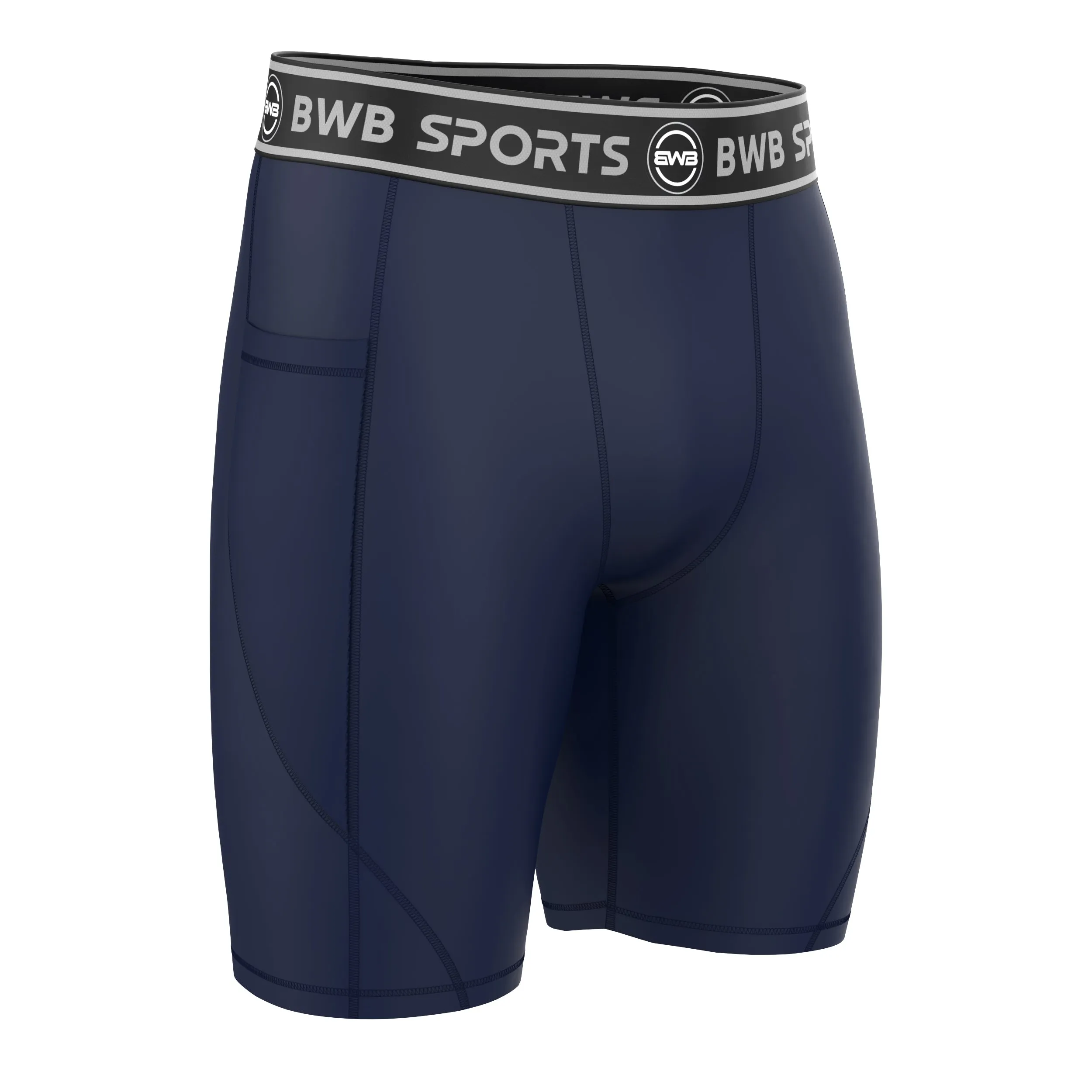 BWB Men's Navy Blue Compression Shorts