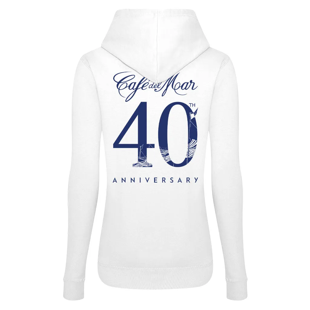 Café del Mar 40th Anniversary Logo Front And Back Print Women's College Hooded Sweatshirt