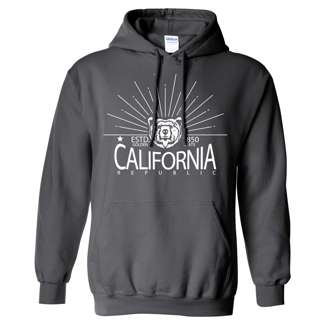 California Golden State White Print Sweatshirt Hoodie