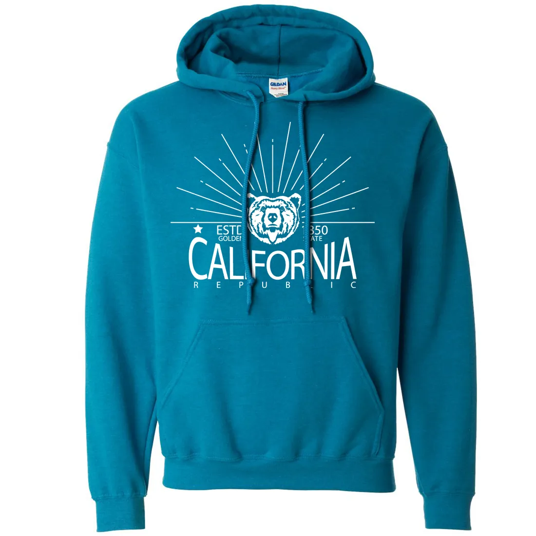 California Golden State White Print Sweatshirt Hoodie