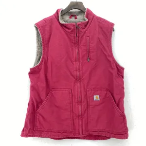 Carhartt Full Zip Vintage Vest Jacket Size L Pink Women's 80s Fleece Lined