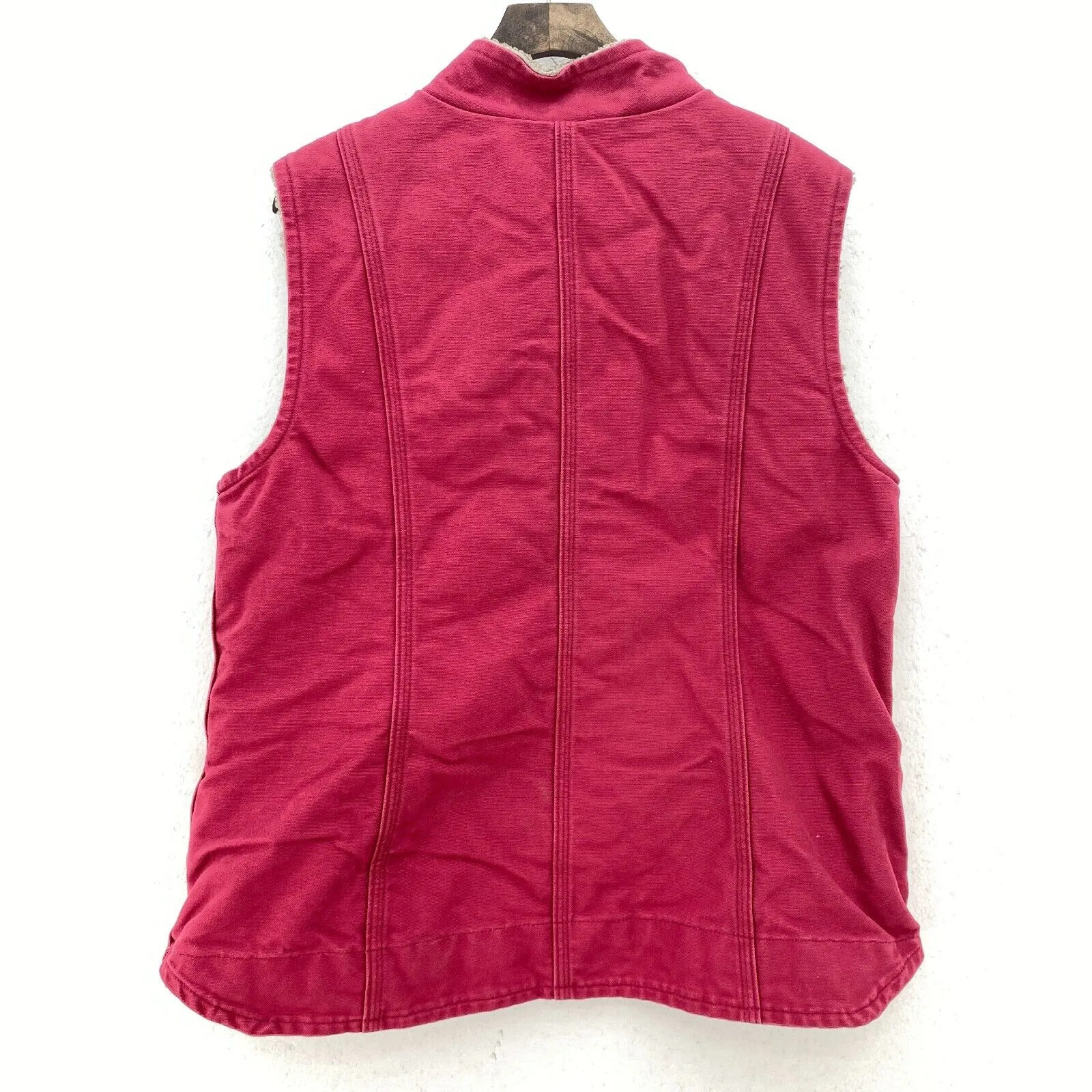 Carhartt Full Zip Vintage Vest Jacket Size L Pink Women's 80s Fleece Lined