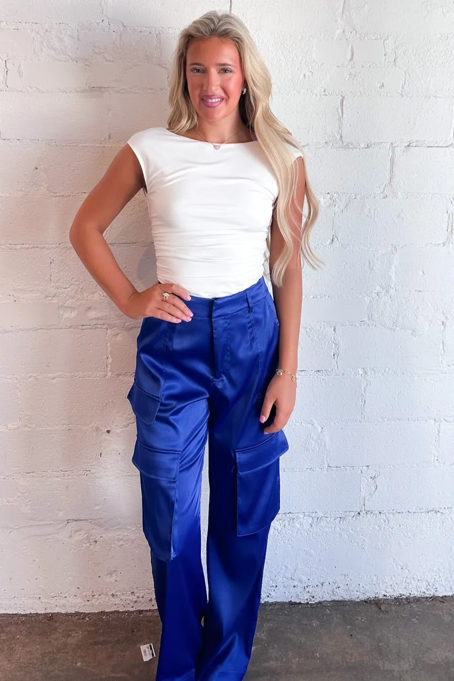 Cassie Satin Cargo Pants