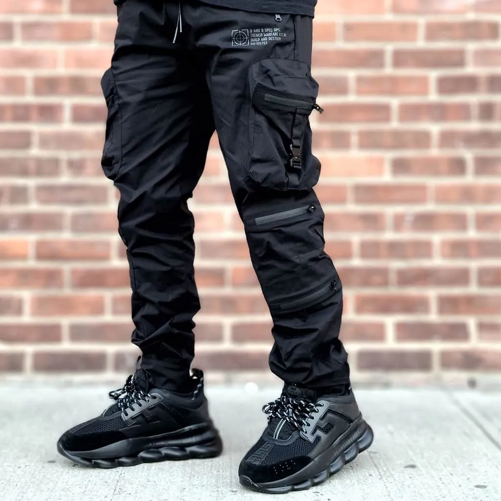 Combat Nylon Joggers Black