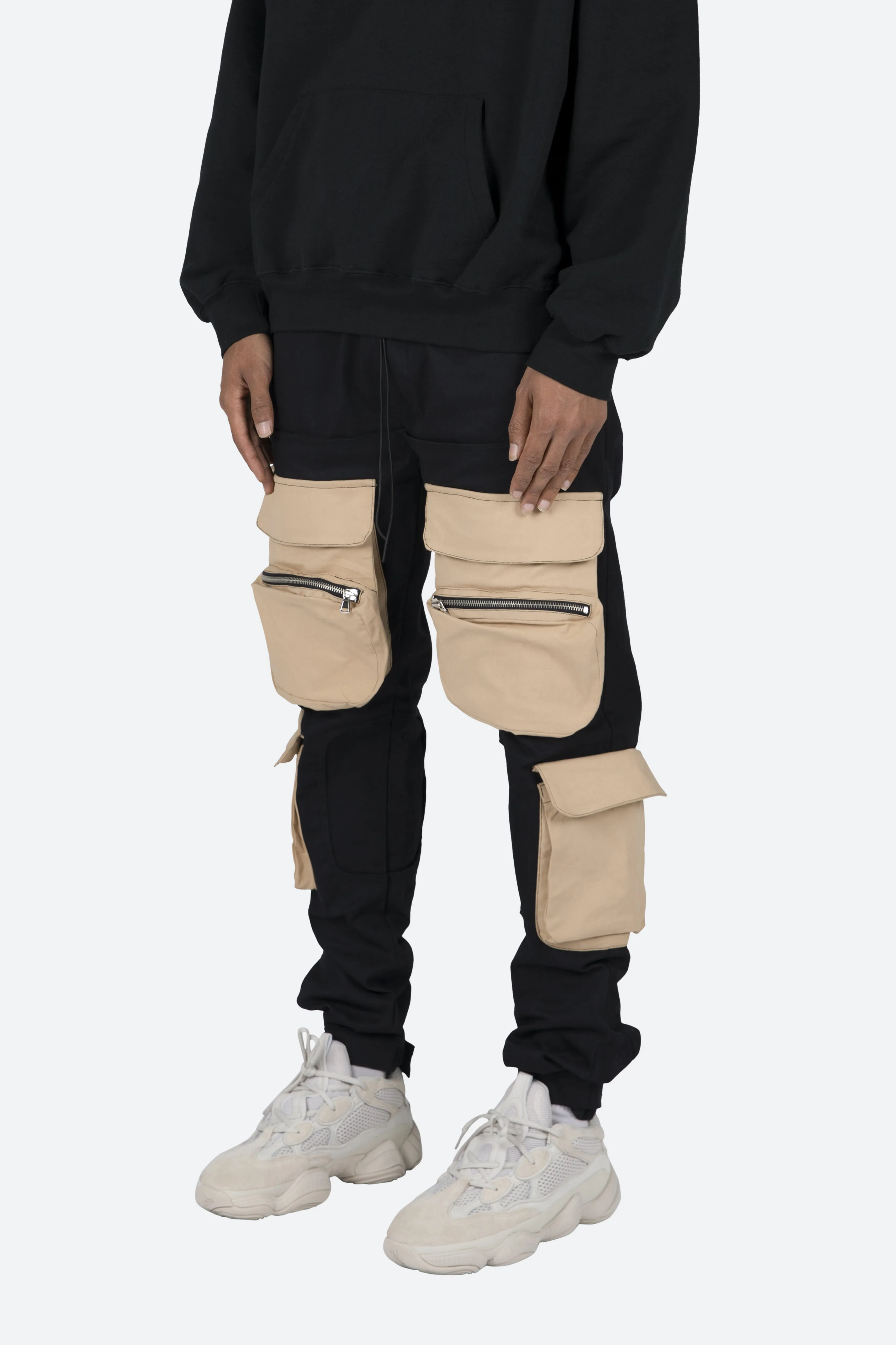 Contrast Cargo Pants - Black/Natural