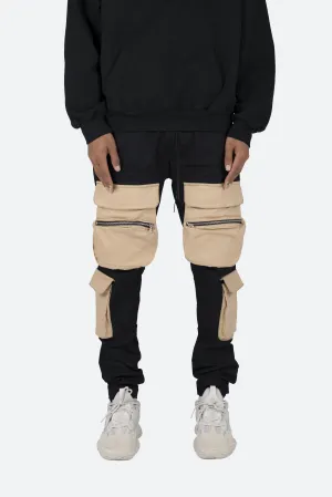 Contrast Cargo Pants - Black/Natural