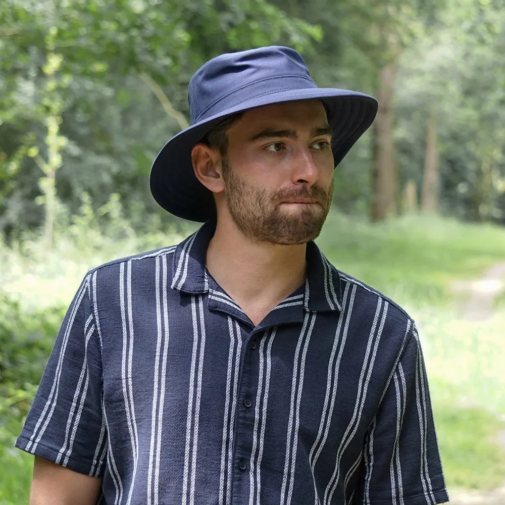 Cotton Canvas Packable Sun Hat - Navy Blue