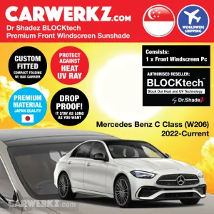 Dr Shadez BLOCKtech Premium Front Windscreen Foldable Sunshade for Mercedes Benz C Class 2022-Onwards 5th Generation (W206)