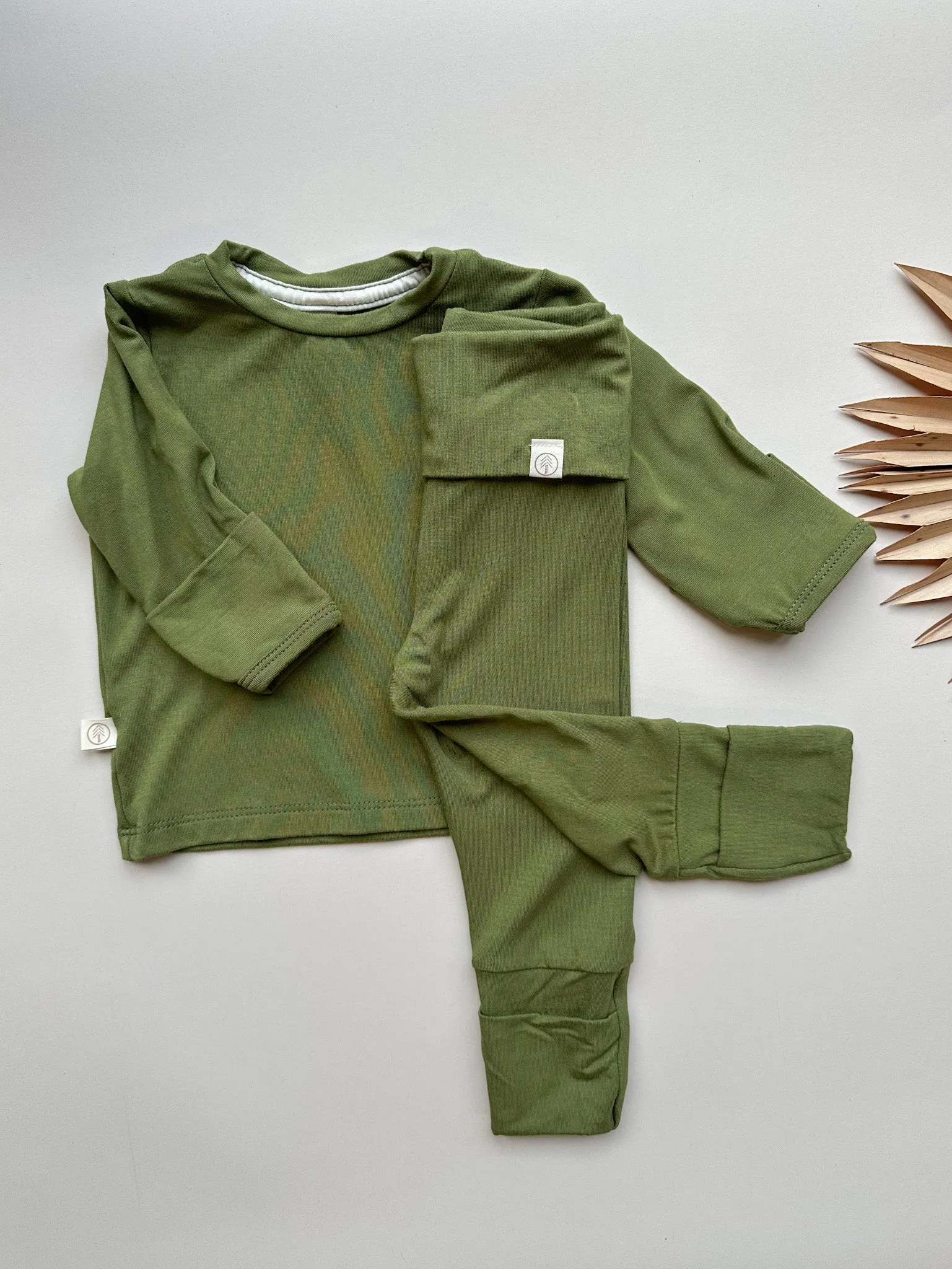 Fold-Over Footie Leggings | Baby & Toddler | Luxury Bamboo | Olive