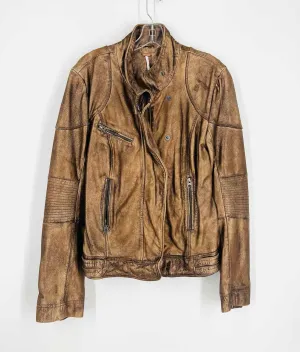 Free People Size L Bronze Leather AS IS Jackets Jacket