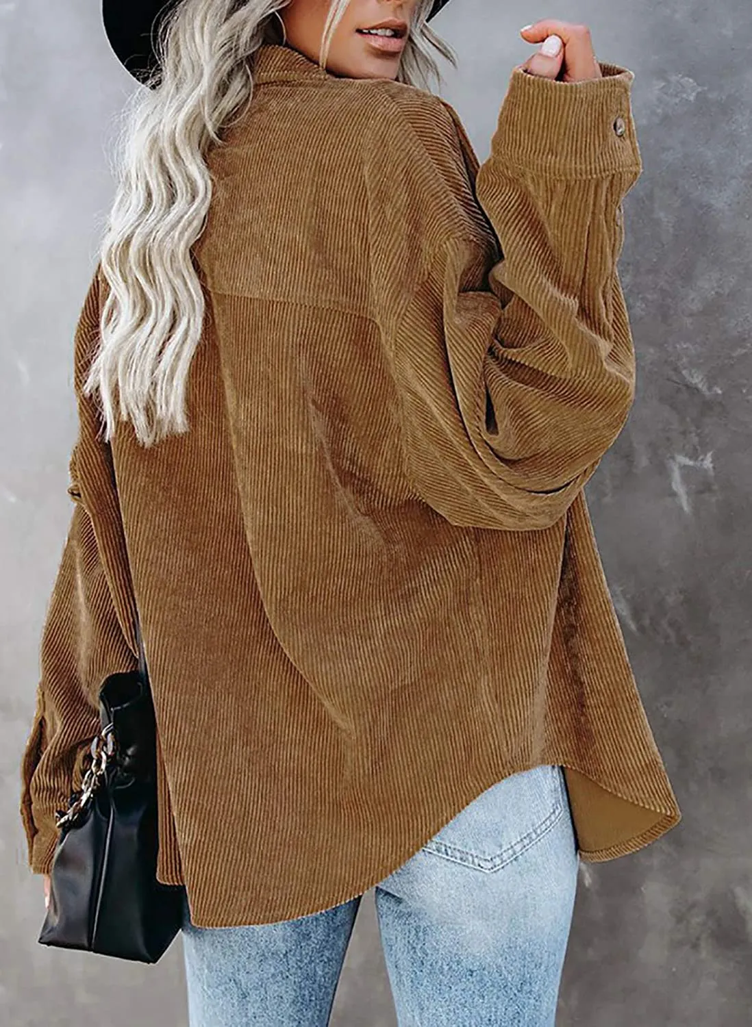 Haute Edition Women's Slouchy Oversized Corduroy Shirt Jacket 