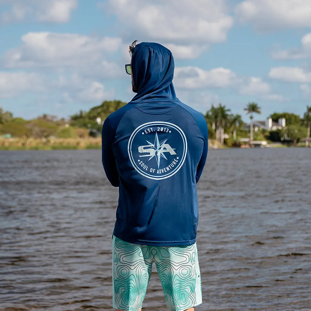 Hooded Performance Long Sleeve Shirt | Underwater Topography