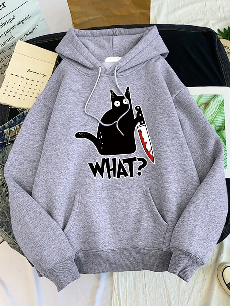 Hoody Little Black Cat And Knife Sweatshirt