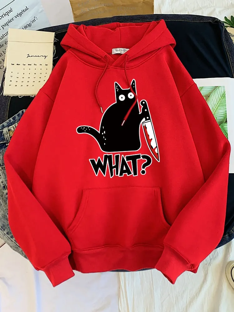 Hoody Little Black Cat And Knife Sweatshirt