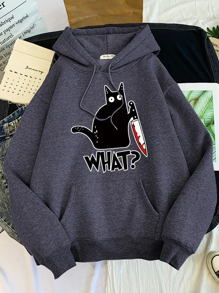 Hoody Little Black Cat And Knife Sweatshirt