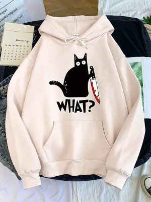 Hoody Little Black Cat And Knife Sweatshirt