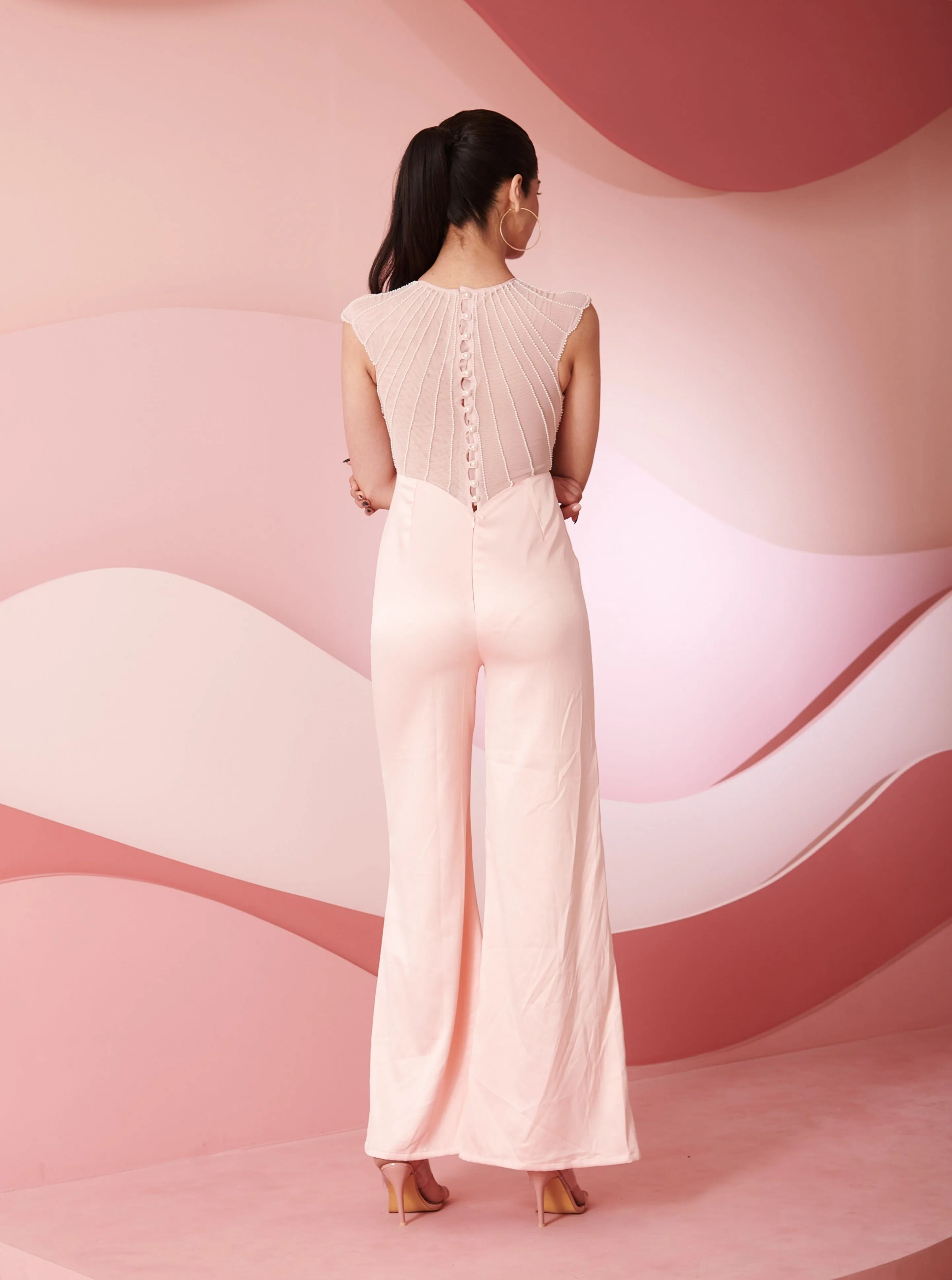 Ilona Blush Pink Embroidered Jumpsuit