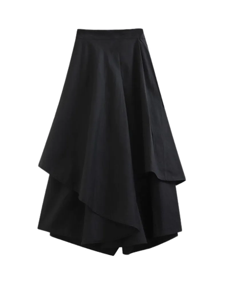 Japanese Wide-Leg Cargo Skirt Pants