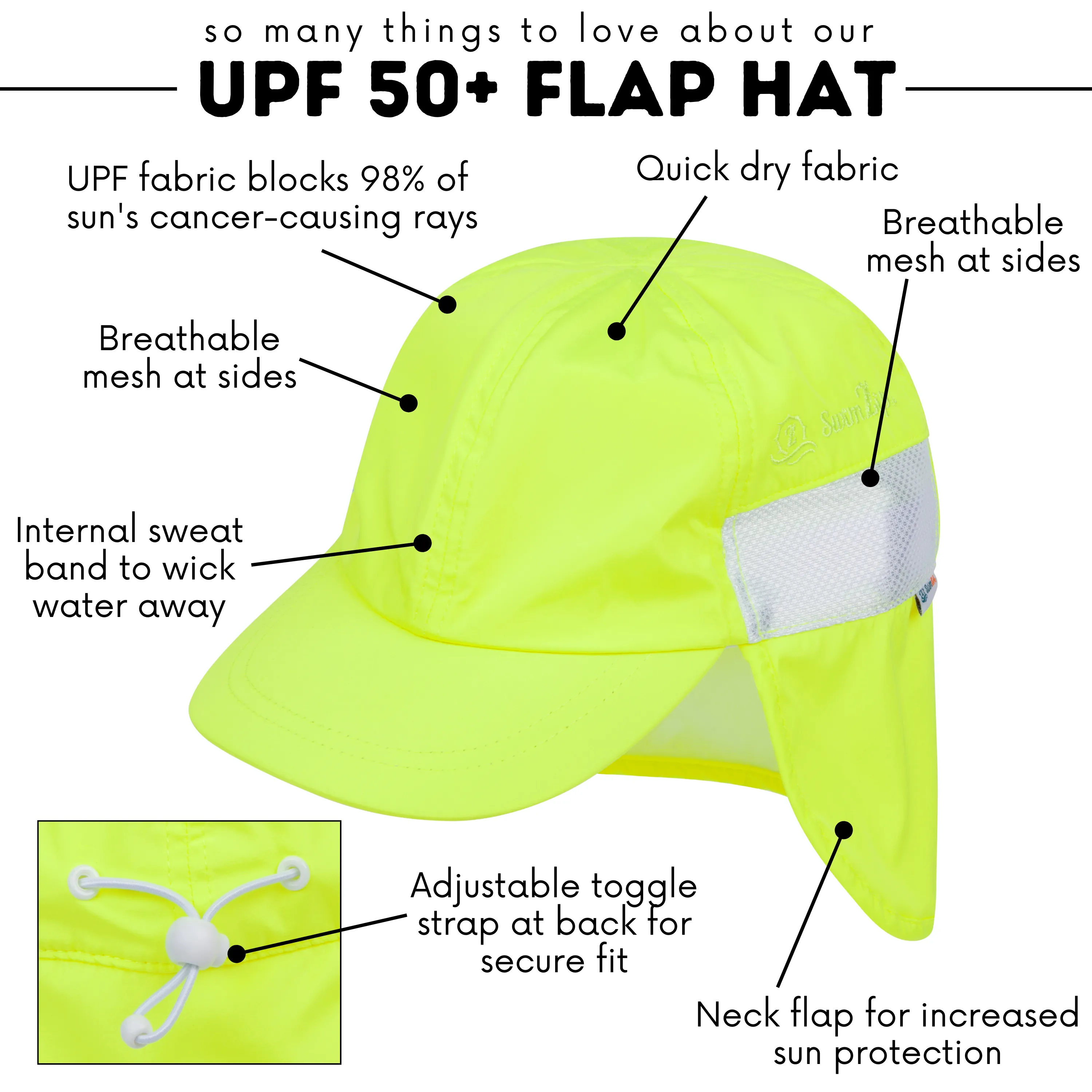 Kids Flap Hat | Neon Lemon Yellow