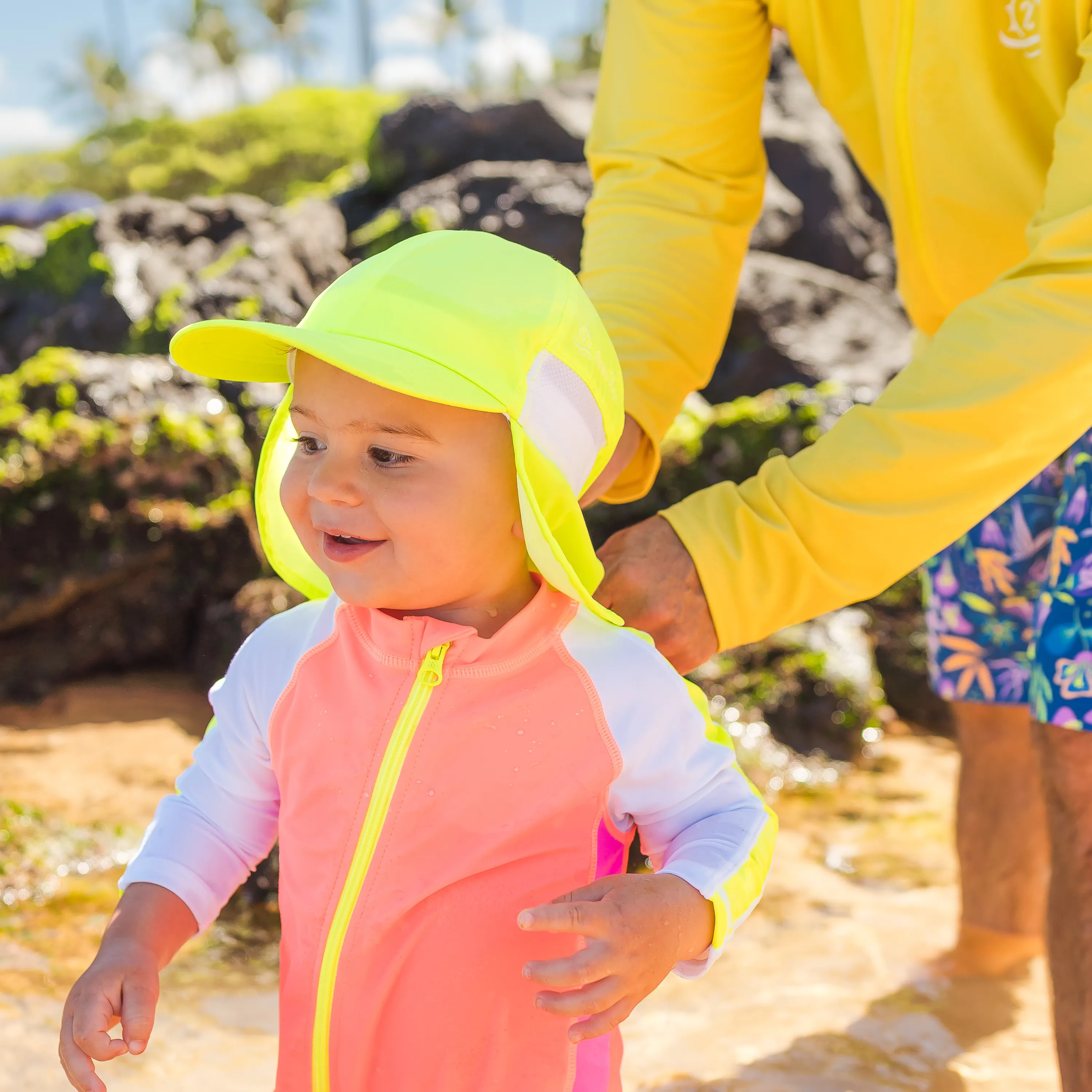 Kids Flap Hat | Neon Lemon Yellow