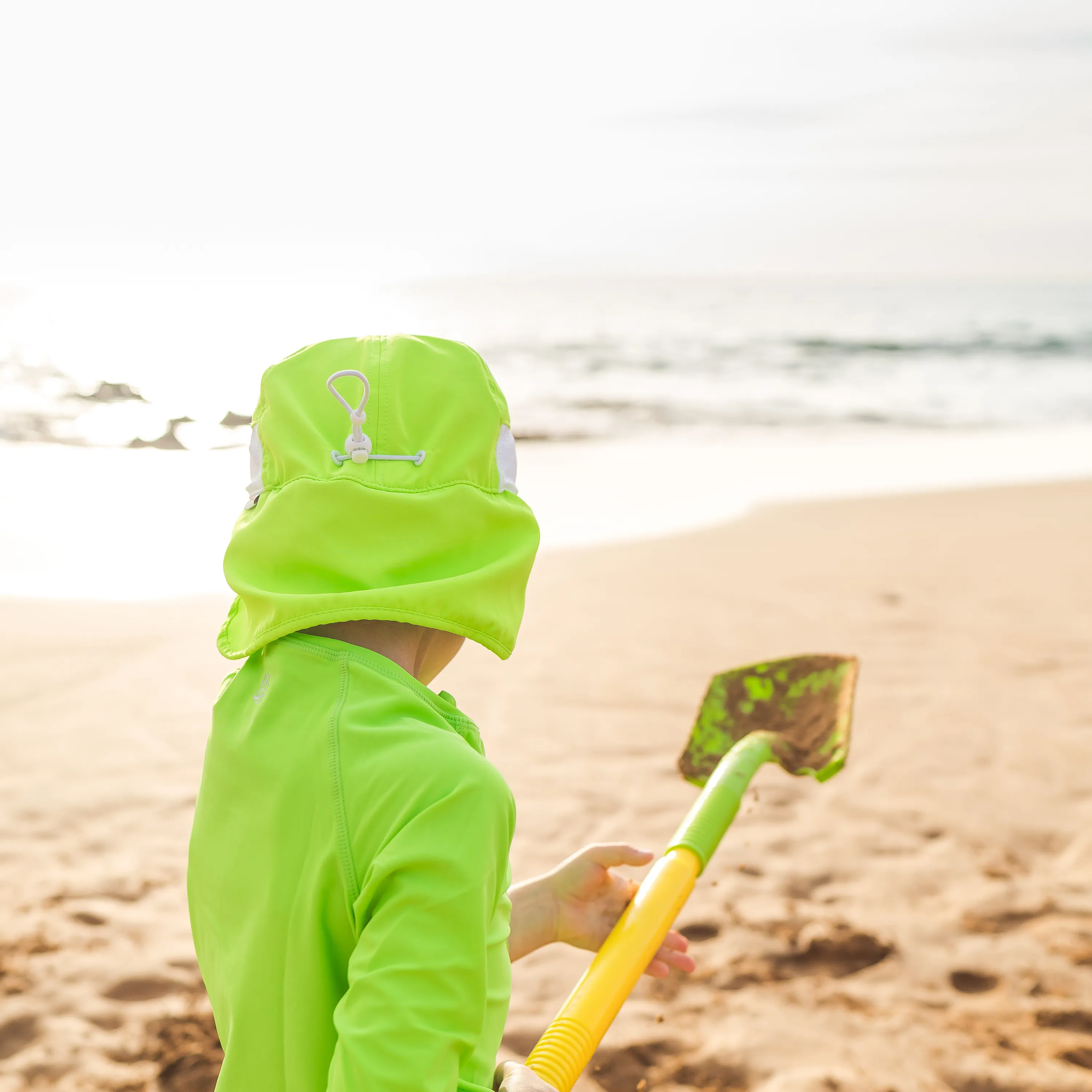 Kids Flap Hat | Neon Lime Green