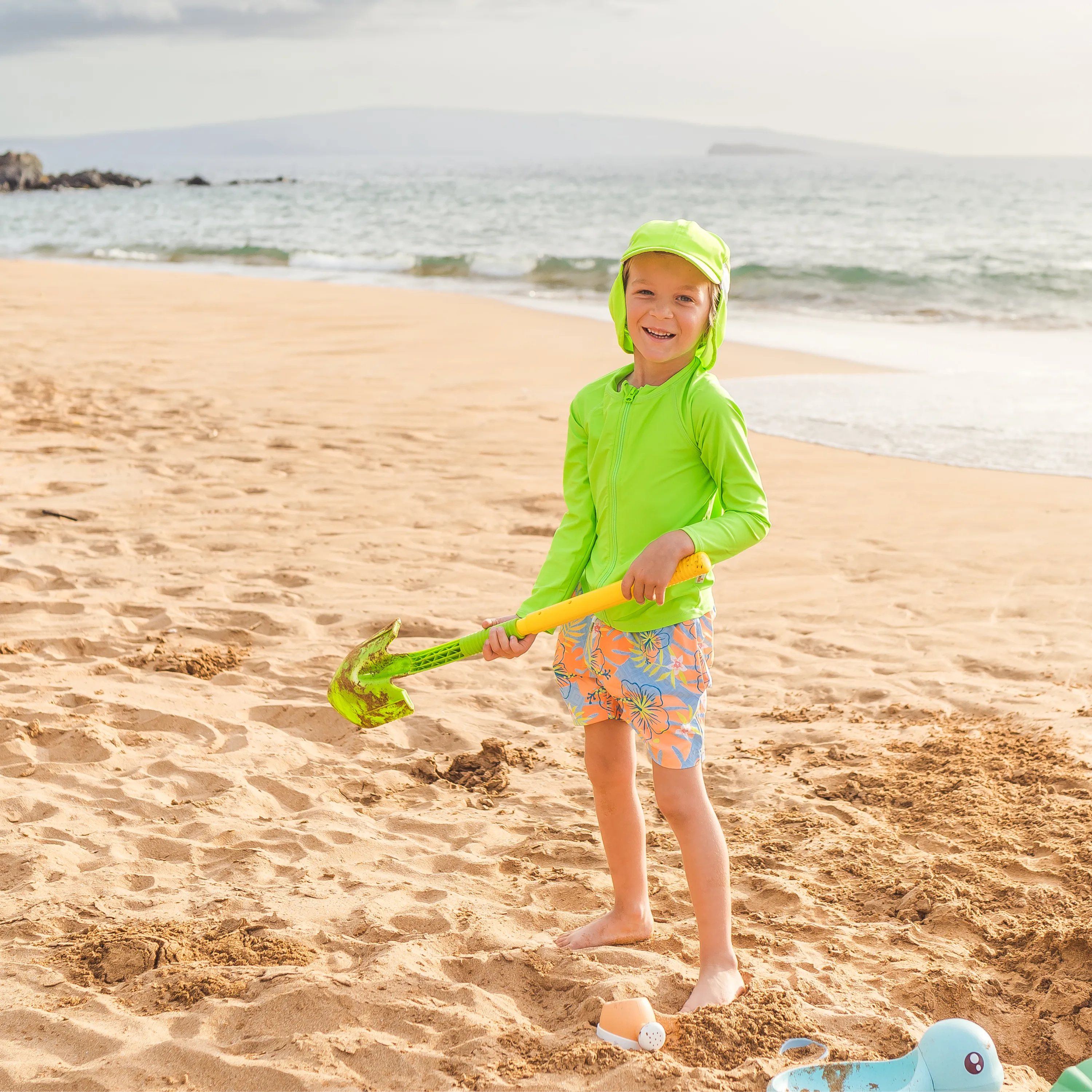 Kids Flap Hat | Neon Lime Green