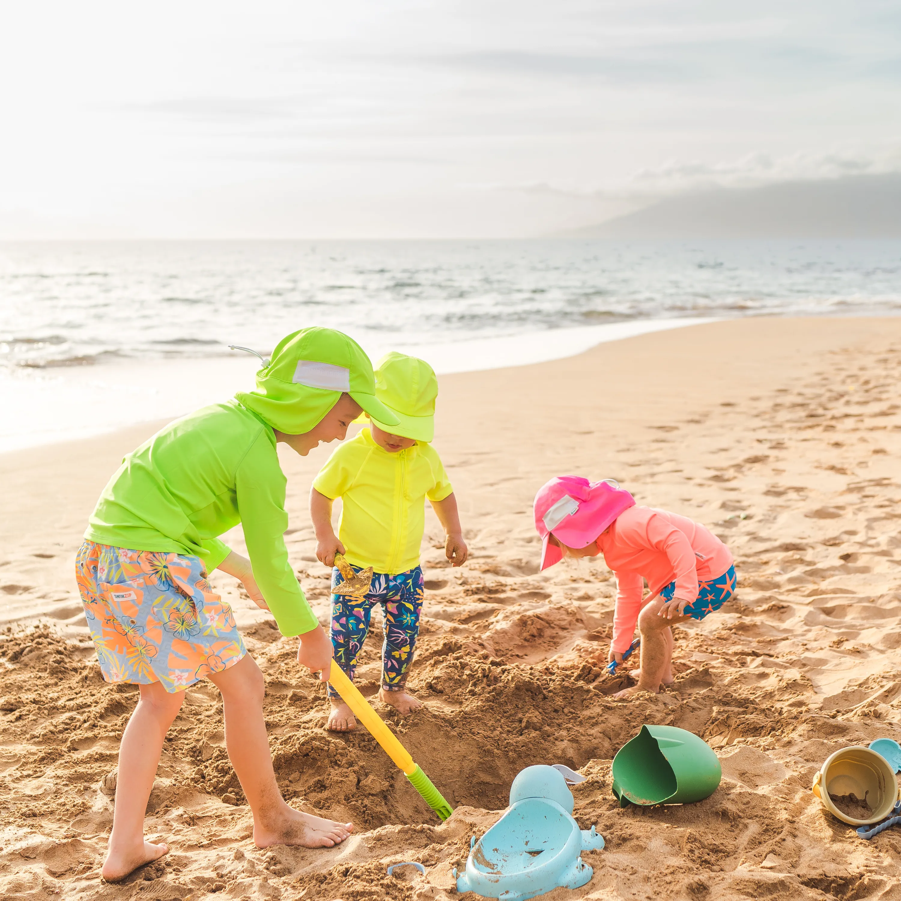 Kids Flap Hat | Neon Lime Green