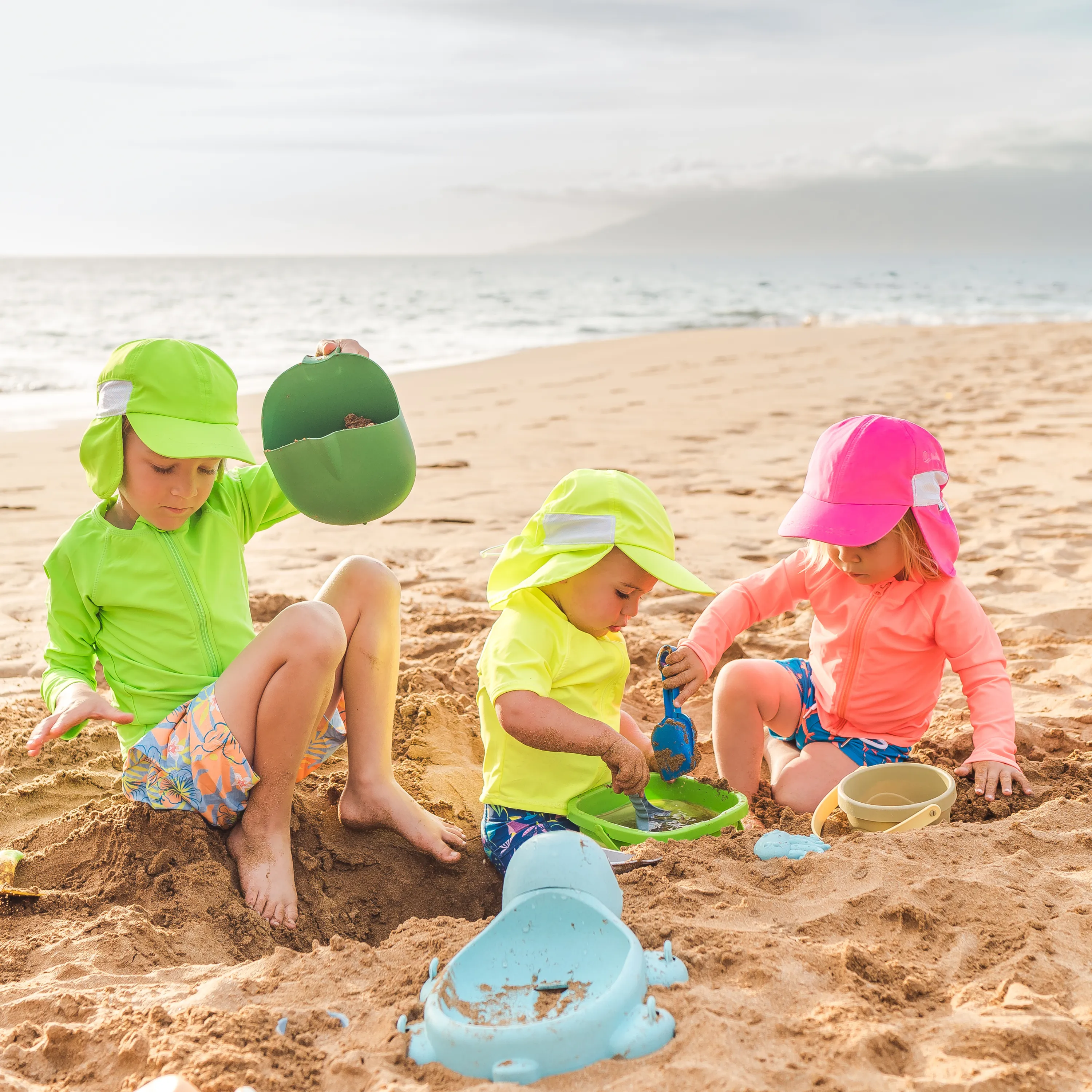 Kids Flap Hat | Neon Lime Green