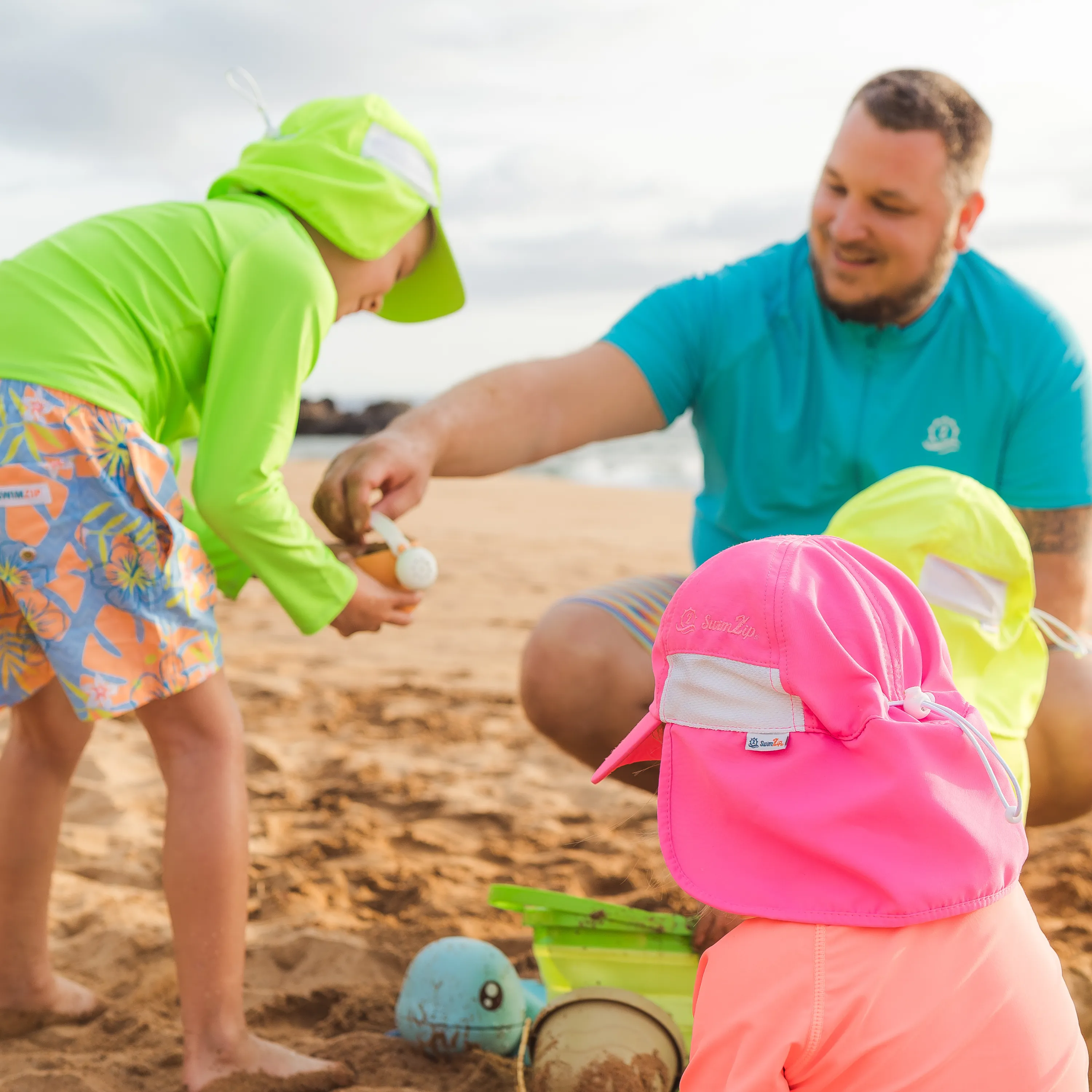 Kids Flap Hat | Neon Lime Green