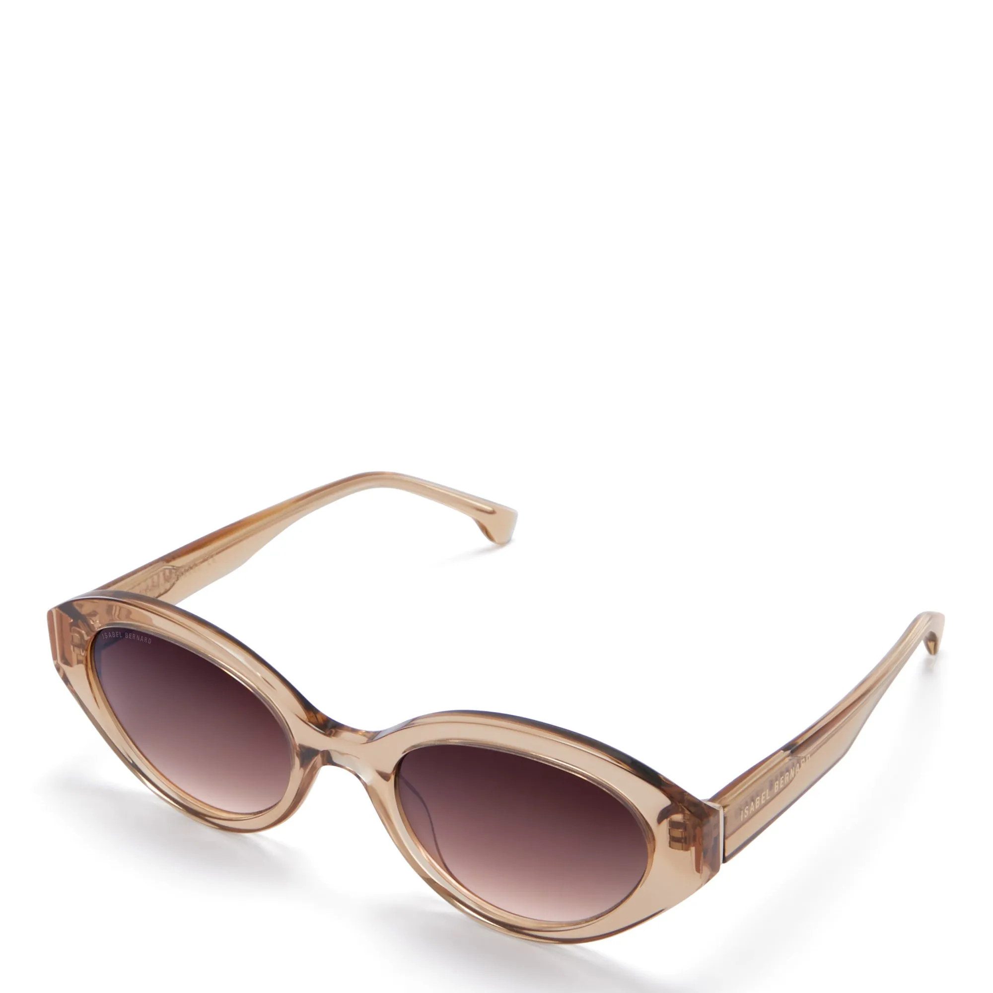 La Villette Rosaire transparent beige oval sunglasses with brown lenses gradient