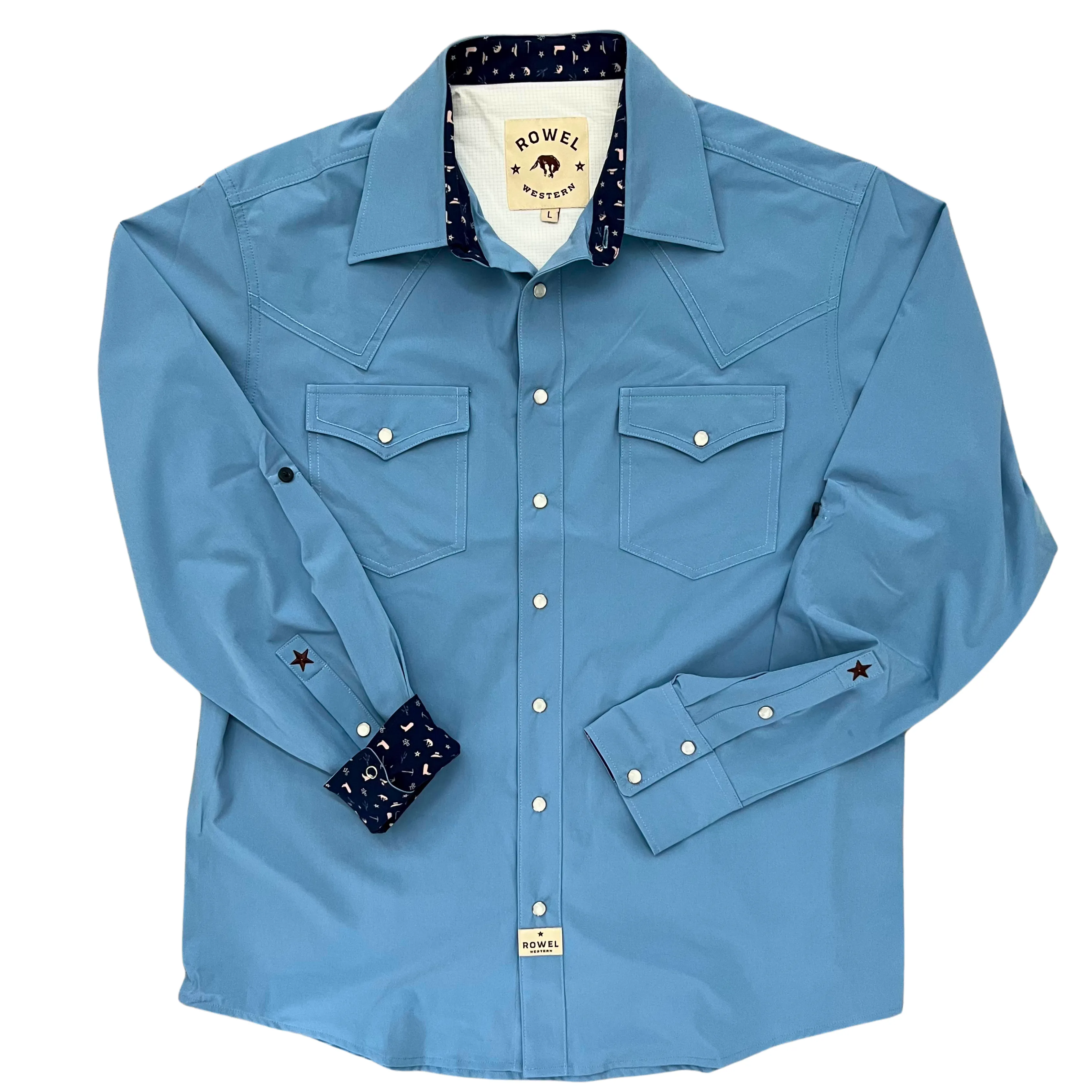 Light Blue Long Sleeve Performance Western Shirt