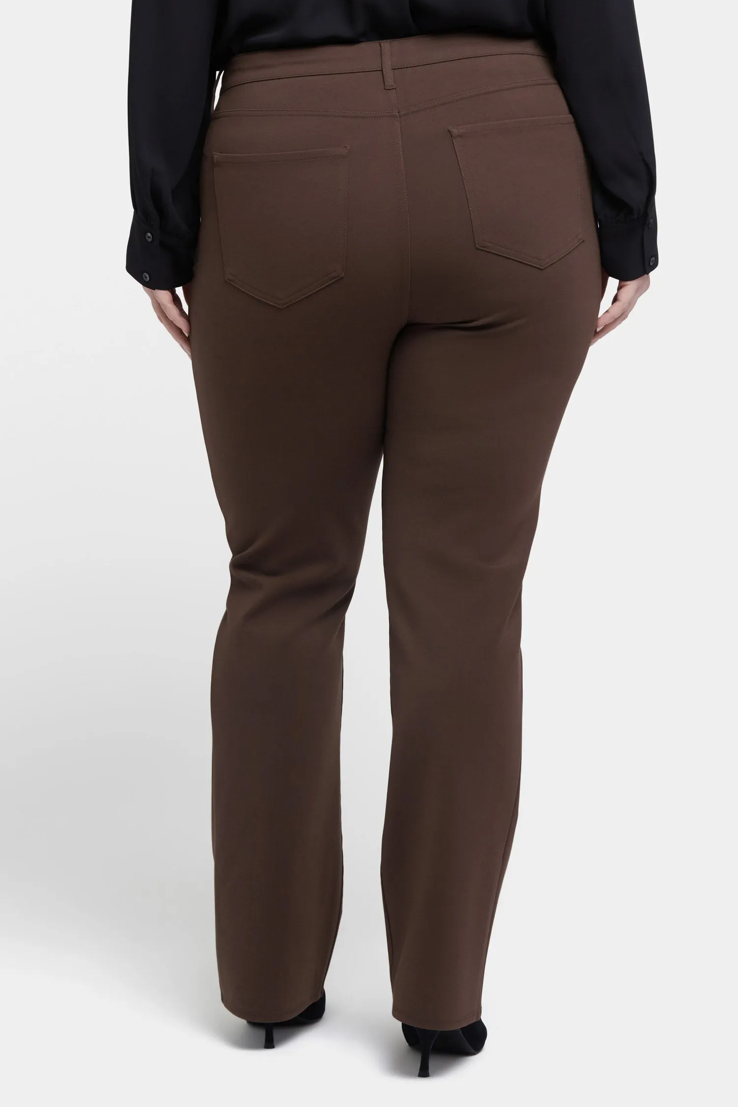 Marilyn Straight Pants In Plus Size - Coffee Bean